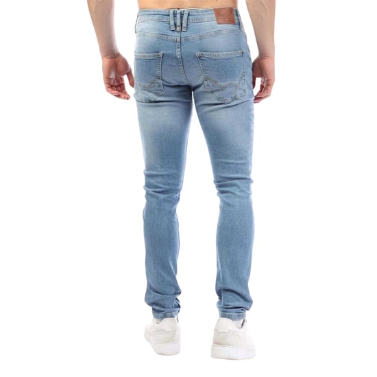 Duck and Cover Herenjeans van Maylead met katoen, denim en leren patches (Blauw) - Image 2