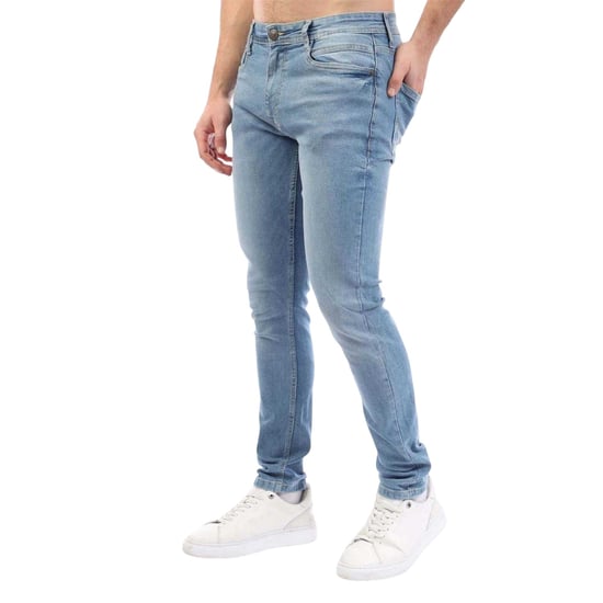 Duck and Cover Herenjeans van Maylead met katoen, denim en leren patches (Blauw) - Image 3