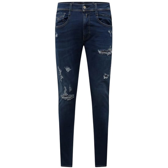 Replay Slim-fit jeans voor heren van een katoenmix met gescheurde details (Blauw) - Image 1