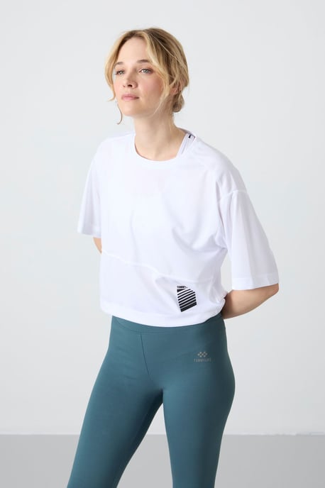 Overmaatse Crop Crew Neck T-Shirt met Pocket - Image 2