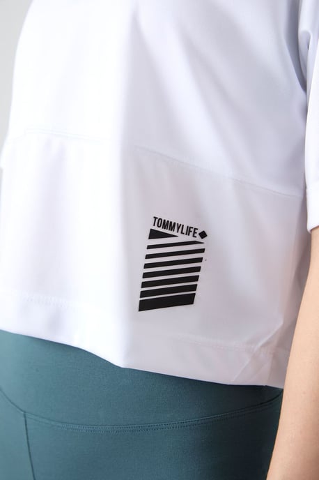Overmaatse Crop Crew Neck T-Shirt met Pocket - Image 4
