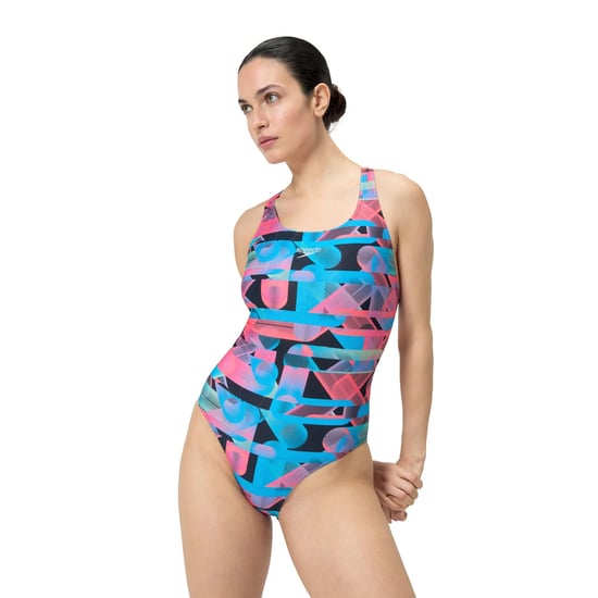 Speedo Dames/Dames Eendelig Zwempak met Racerback met Grafische Print (Sirene Rood/Blauw) - Image 1