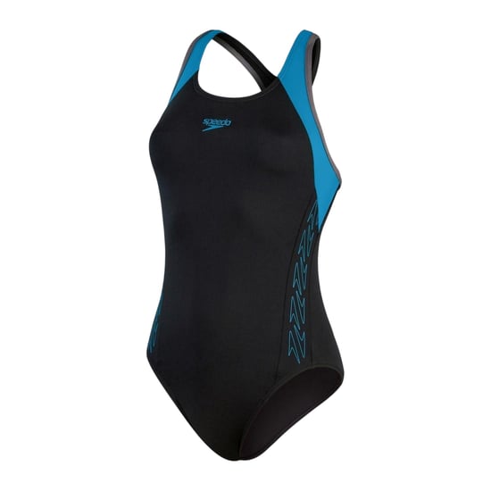 Speedo Dames/Dames Abstract One Piece Badpak (ZWART/BLAUW) - Image 1