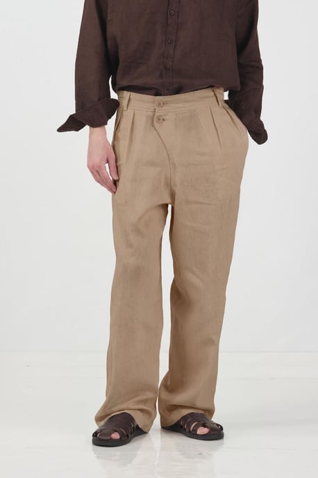 Heren Hoge Taille Wijde Pijpen Geweven Broek - Image 2