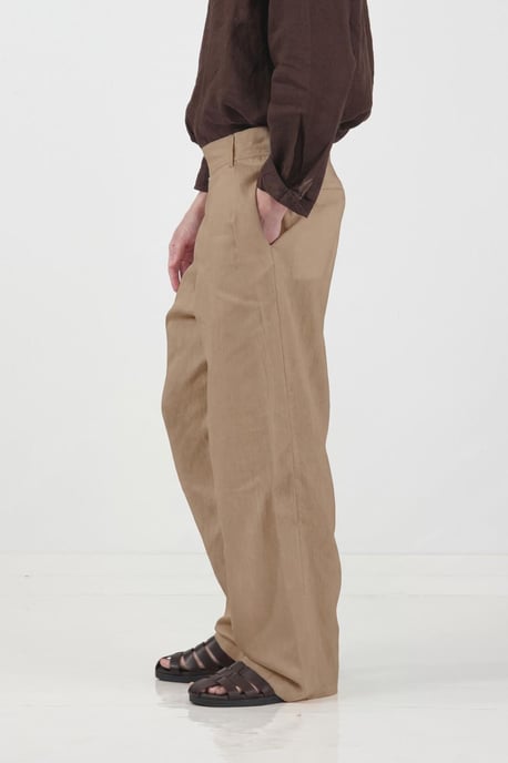 Heren Hoge Taille Wijde Pijpen Geweven Broek - Image 4