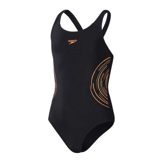 Speedo Meisjes Placement Eendelig Badpak (Zwart/Oranje) - Image 1