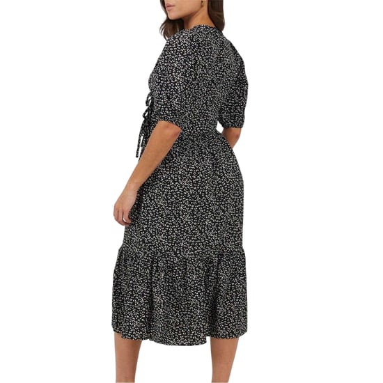 Brave Soul Dames/Dames Puff Sleeve Wrap Dress (Zwart, Wit) - Image 3
