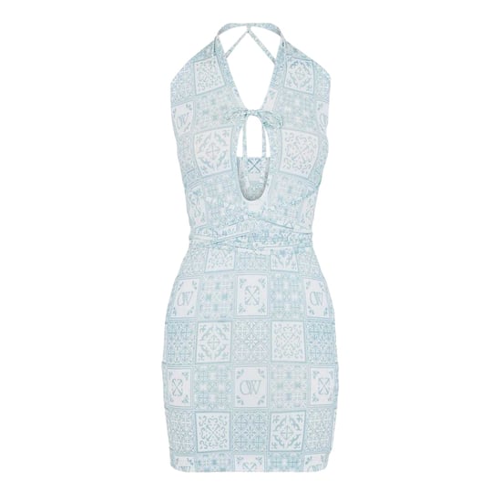 Off White Mini-jurk met bandana-print voor dames (Blauw/Wit) - Image 1