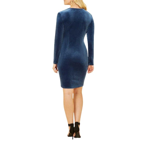 Mela London Fluwelen wikkeljurk met lange mouwen voor dames (Blauw) - Image 2