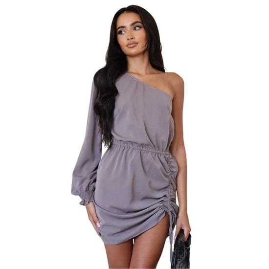 AX Paris Mini-jurk voor dames met gerimpelde zijkant en één mouw (Paddestoel) - Image 1
