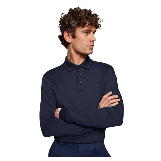 Boss Heren Pado 30 Poloshirt met lange mouwen (Marine) - Image 4