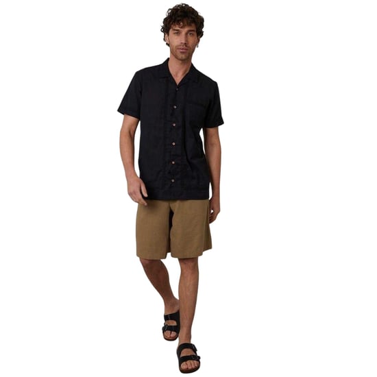 Threadbare Heren Haakrand Korte Mouwen Shirt (Zwart) - Image 1