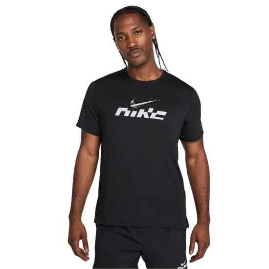 Nike Heren Miler Swoosh Dri-FIT UV Bescherming T-shirt (Zwart/Reflecterend) - Image 1