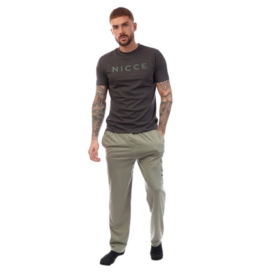 Nicce Heren Aderyn Katoenen Loungewear Set (Khaki) - Image 1