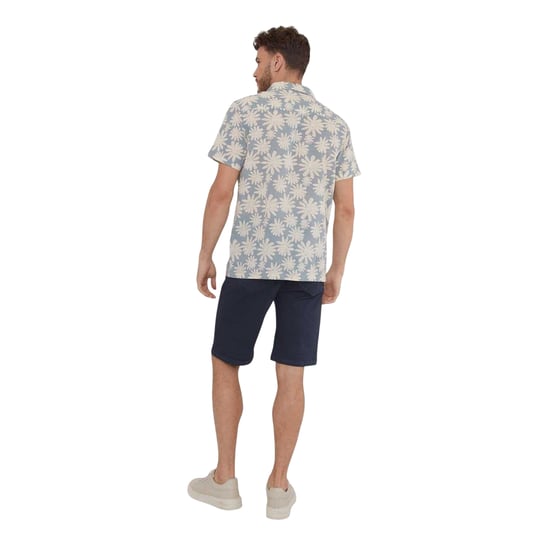 Threadbare Gebloemd herenoverhemd met korte mouwen (Stofblauw) - Image 5