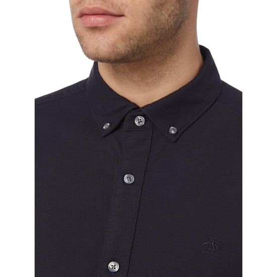Original Penguin Heren-shirt met lange mouwen 'Sticker Pete' van EcoVero (Donkere saffier) - Image 3