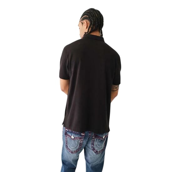 True Religion Polohemd met Boeddha-logo voor heren (Jet Zwart) - Image 2