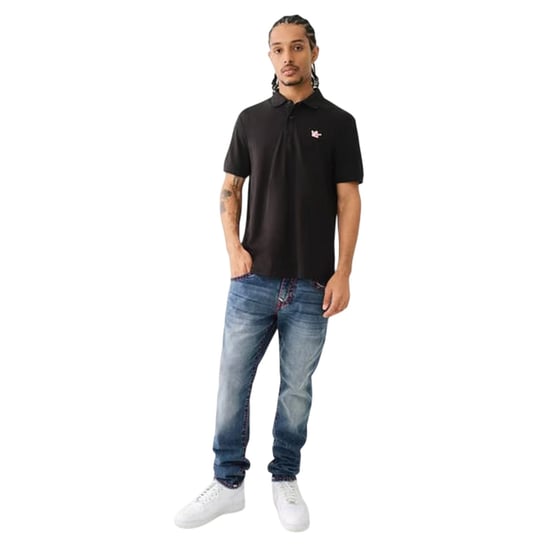 True Religion Polohemd met Boeddha-logo voor heren (Jet Zwart) - Image 3