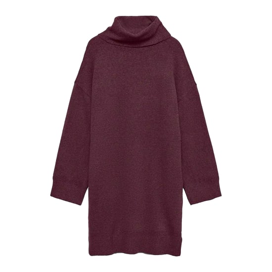 Vero Moda Gebreide jurk met col voor dames (Wijn) - Image 1