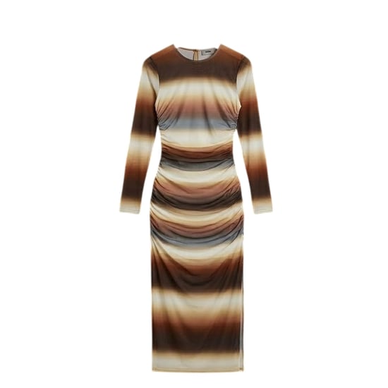 AX Paris Ombre-midi-jurk met doorschijnende stof en strakke pasvorm voor dames (Bruin) - Image 2