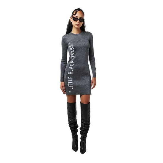Off White Damesjurk met glitter, ronde hals en strakke pasvorm (Zilver/Wit) - Image 4
