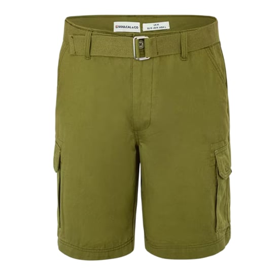 SoulCal Cargo-shorts voor heren met gewassen look (Olijf) - Image 1
