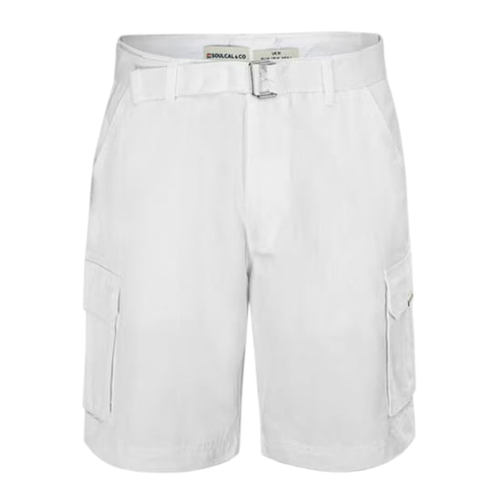 SoulCal Cargo-shorts voor heren met gewassen look (Wit) - Image 1
