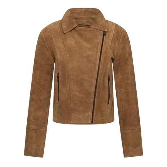 Elle Dames/Dames Suede Bikerjasje (Tan) - Image 1