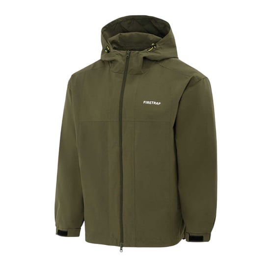 Firetrap Heren Lichtgewicht Jas met Capuchon (Leger Groen) - Image 3