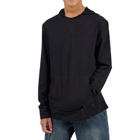 Brave Soul Hoodie met ingezette mouwen voor jongens (Jet Zwart) - Image 2