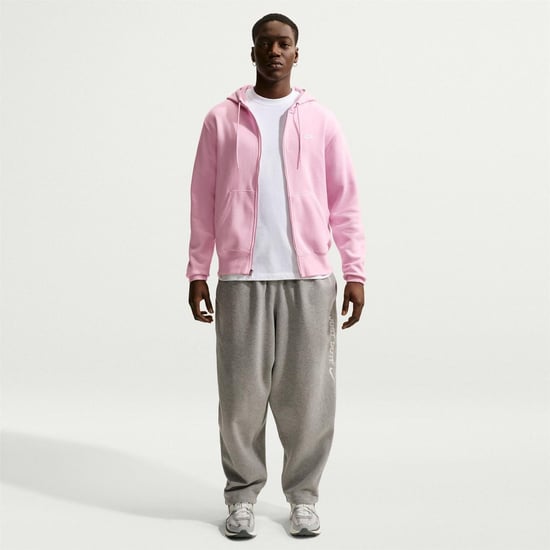 Nike Heren-sportkleding: Club-hoodie met doorlopende ritssluiting (Roze schuim) - Image 4
