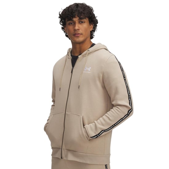 Under Armour Heren-hoodie met fleece-versterkte mouwen en doorlopende ritssluiting (Khaki) - Image 1