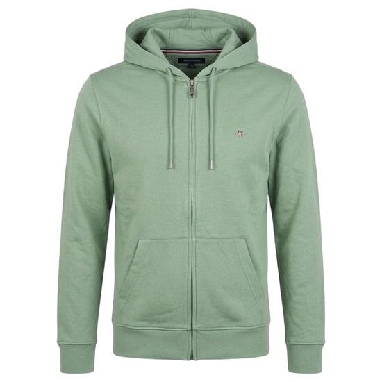 Gant Katoenen capuchon met volledige rits voor heren (Groen) - Image 1