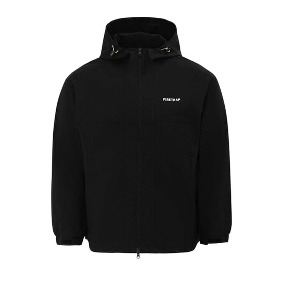 Firetrap Heren Lichtgewicht Jas met Capuchon (Zwart) - Image 1