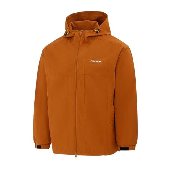 Firetrap Heren Lichtgewicht Jas met Capuchon (Koffie) - Image 3