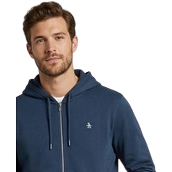 Original Penguin Herenhoodie van katoen met lange mouwen en doorlopende ritssluiting (Yale Blauw) - Image 3