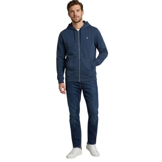Original Penguin Herenhoodie van katoen met lange mouwen en doorlopende ritssluiting (Yale Blauw) - Image 4