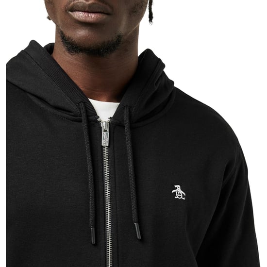 Original Penguin Herenhoodie van katoen met lange mouwen en doorlopende ritssluiting (Echt zwart) - Image 3