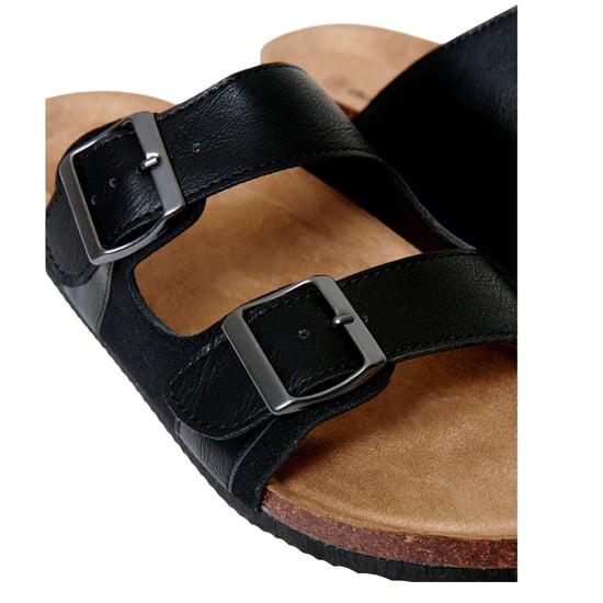 Threadbare Atticus platte slippers met dubbele gesp voor heren (Zwart) - Image 4