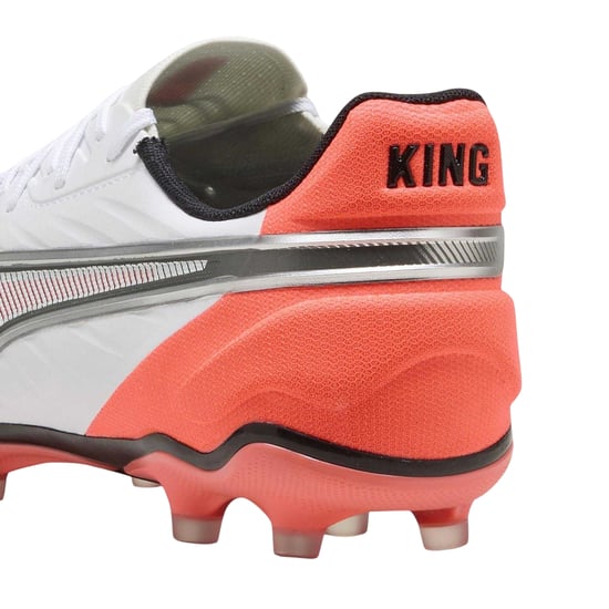 Puma Heren King Match Stevige Grond Voetbalschoenen (Wit, Rood) - Image 2