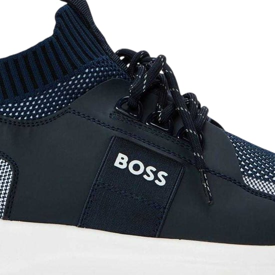 Boss Mannen Extreme Logo Gebreide Sneakers (Donkerblauw) - Image 3