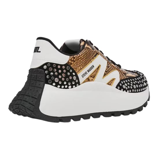 Steve Madden Dames-sneakers met plateauzool en slangenprint (Wit/zwart/bruin) - Image 2