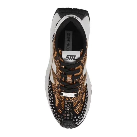 Steve Madden Dames-sneakers met plateauzool en slangenprint (Wit/zwart/bruin) - Image 3