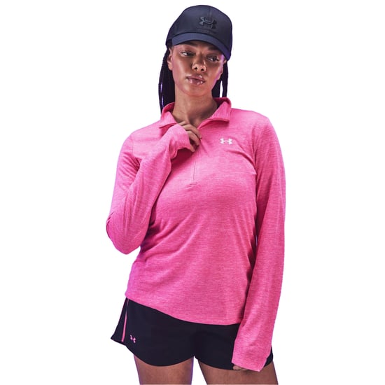 Under Armour Dames-top met halve rits en textuur (Roze) - Image 3