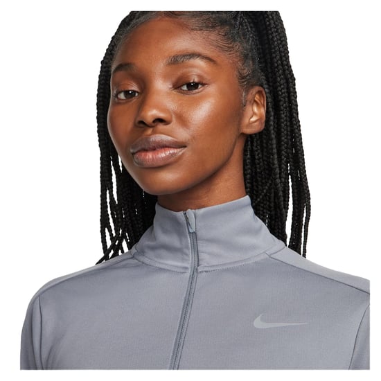 Nike Swoosh-hardloopshirt met lange mouwen voor dames (Rook Grijs) - Image 4