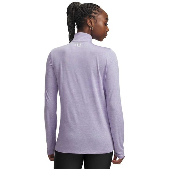 Under Armour Dames-top met halve rits en textuur (Transparant) - Image 2