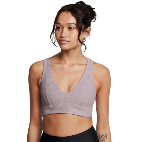 Under Armour Bralette met V-hals en ribbelpatroon voor dames (Grijs) - Image 4