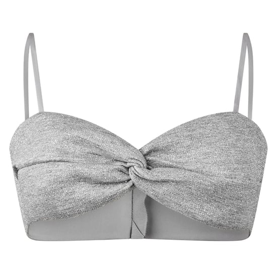 Off White Glitterende cropped tube top voor dames (Zilver) - Image 1