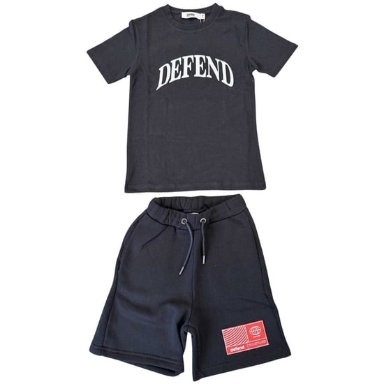 DFND London Set met T-shirt en korte broek met logo voor kinderen (Zwart) - Image 1