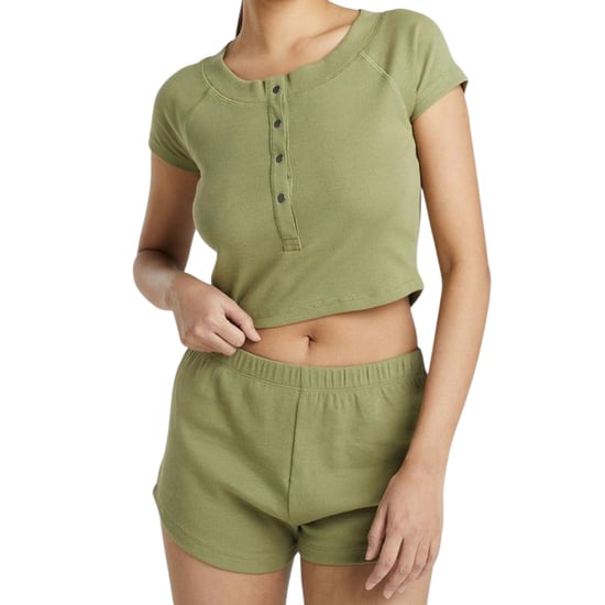 Brave Soul Effen geribbelde loungewear-set voor dames (Kaki Groen) - Image 2